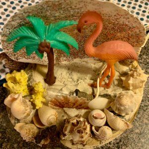 Vintage Retro 50's Flamingo & Seashell Table Lamp